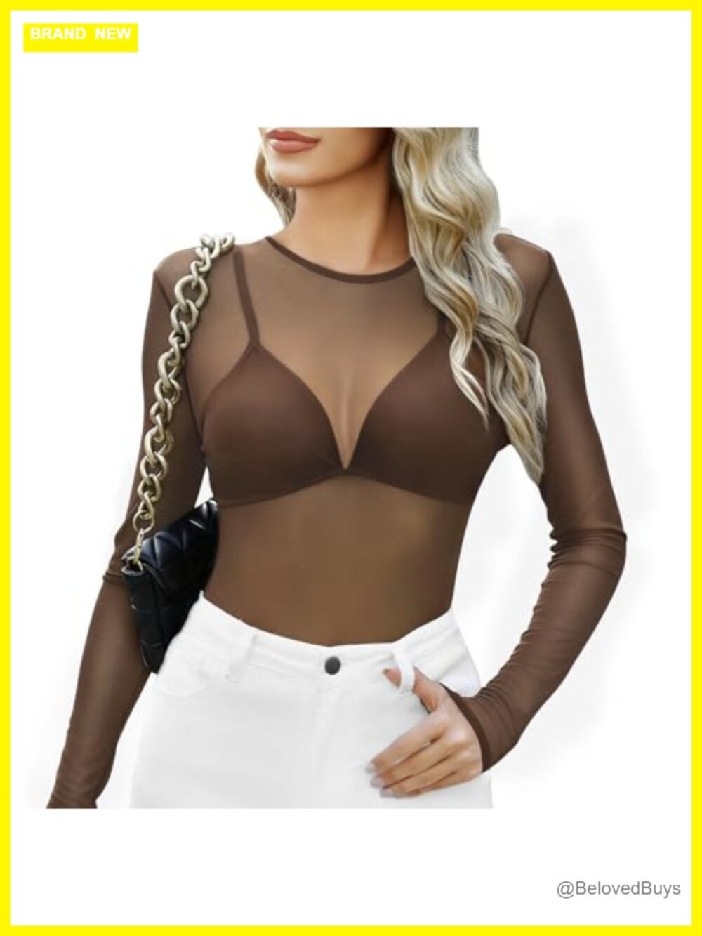 Women's Long Sleeve Mesh Top See Through Sheer Club Party Blouse